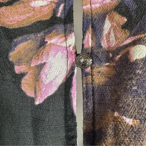 FREE PEOPLE All the Right Ruffles Floral Romper Black Brown Pink Size Small - Picture 13 of 15